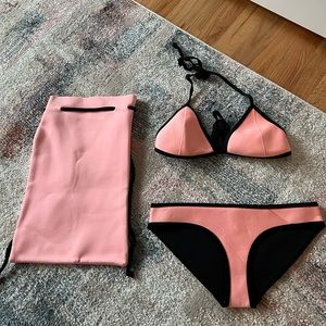 Triangl pink bikini set with bag